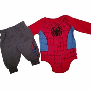 Spiderman sweatpants and long sleeved onesie/bodysuit